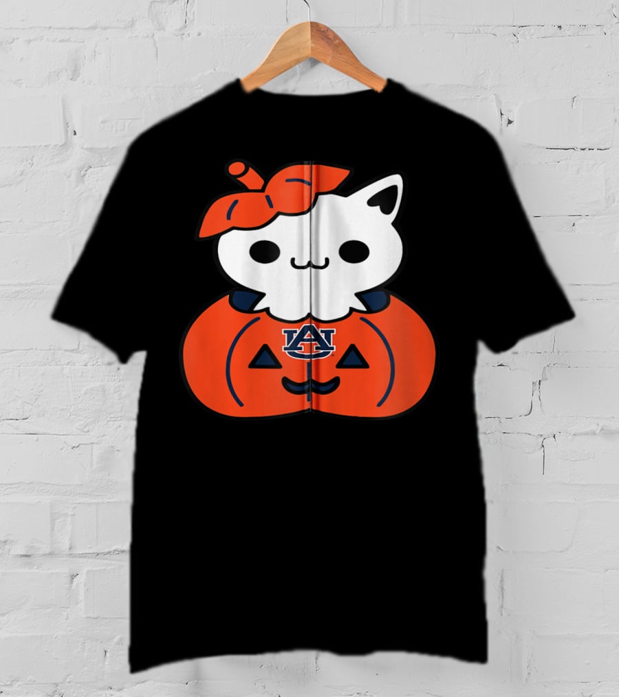 Auburn Tigers Cat In Pumpkin Halloween T-Shirt