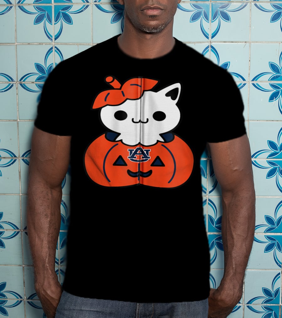 Auburn Tigers Cat In Pumpkin Halloween T-Shirt