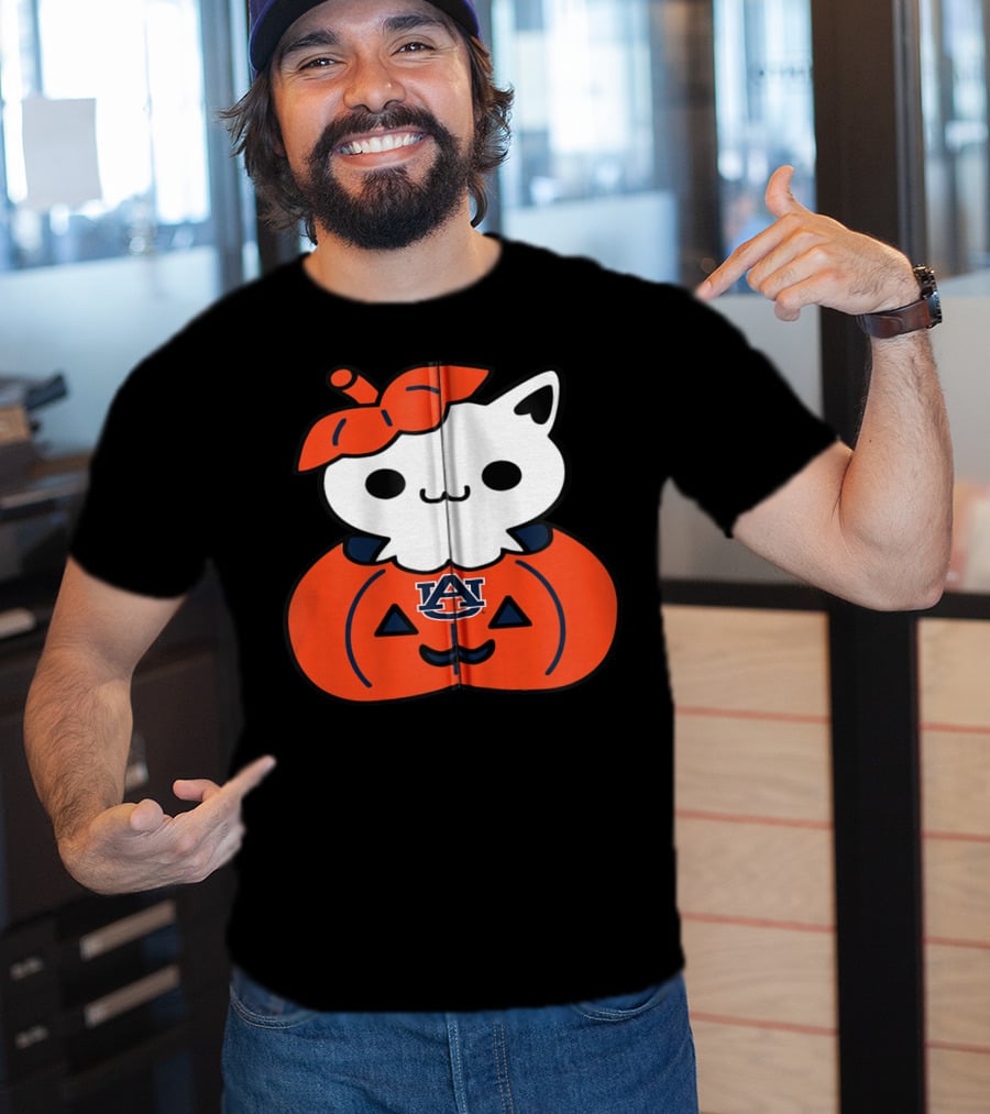 Auburn Tigers Cat In Pumpkin Halloween T-Shirt