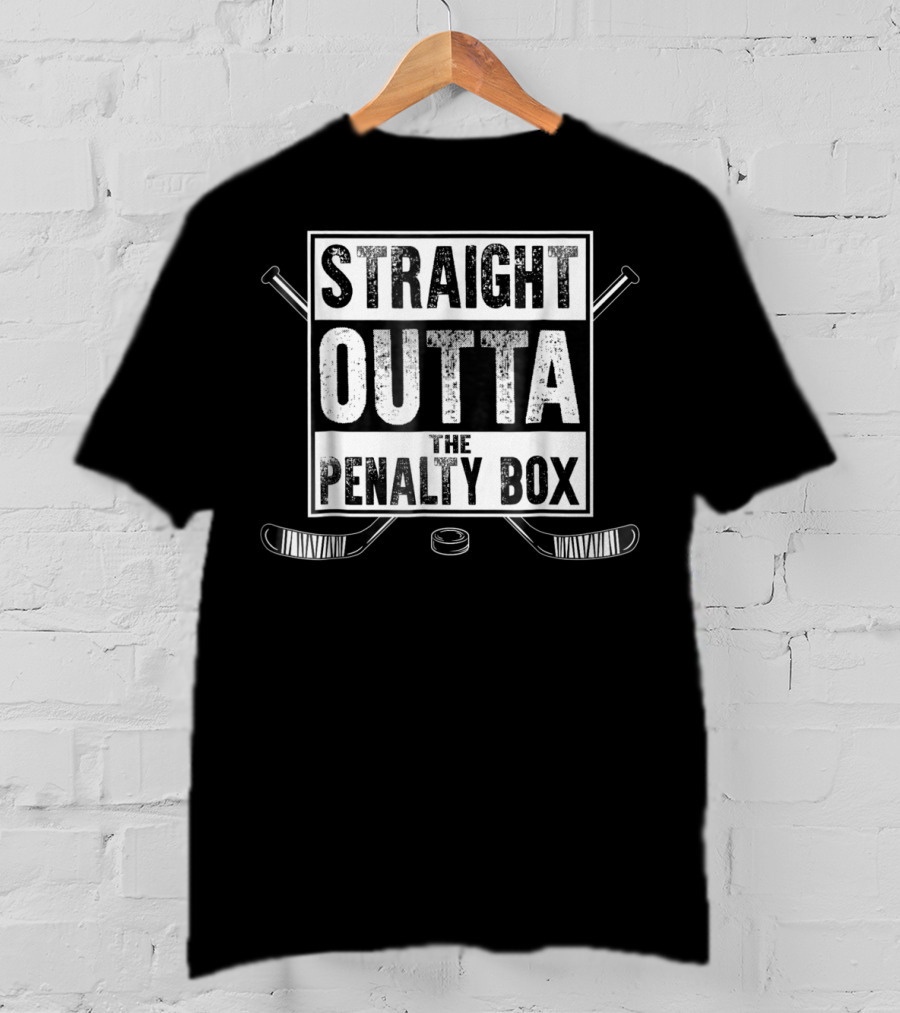 Straight Outta The Penalty Box Ice Hockey Sticks And Puck T-Shirt