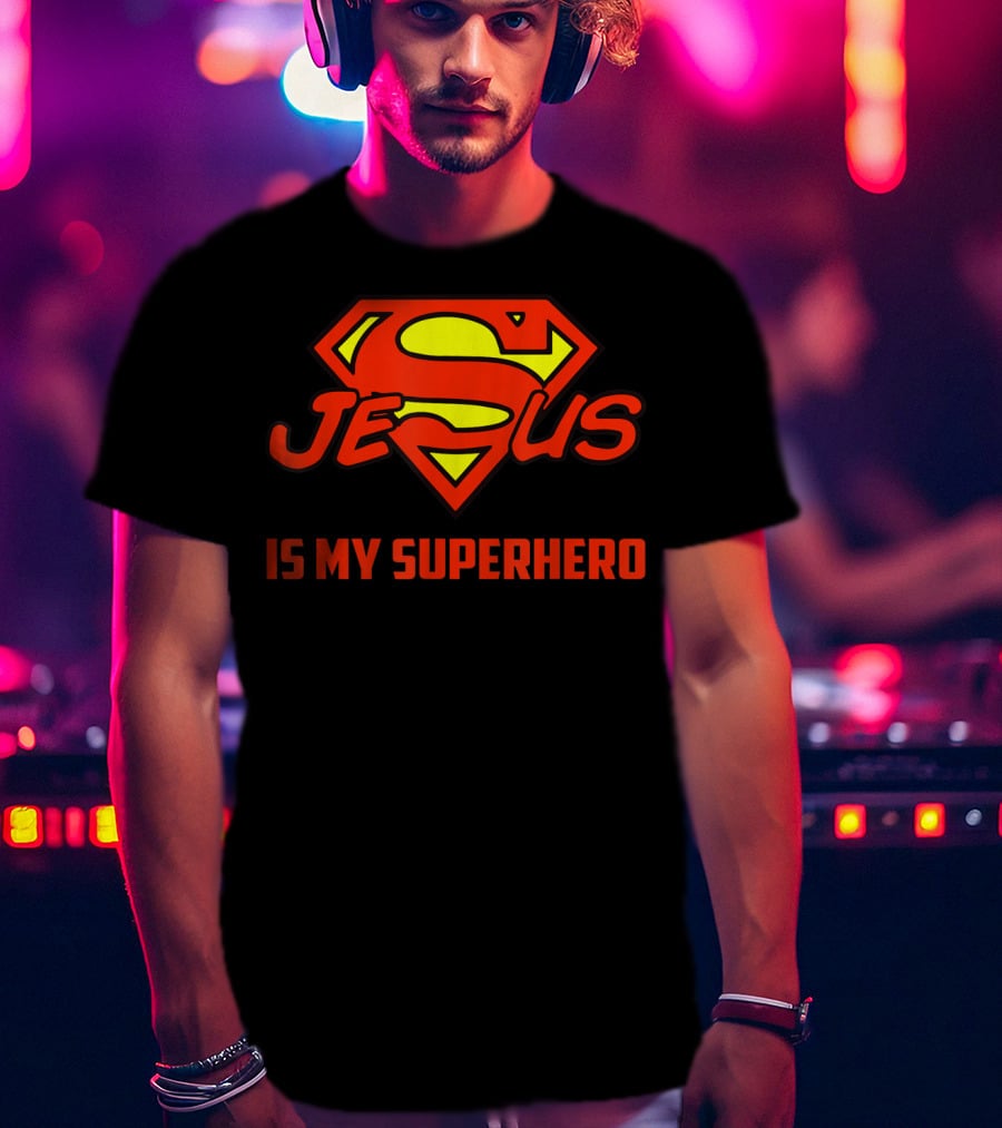 Jesus Is My Superhero Superman Logo Style Christian T-Shirt