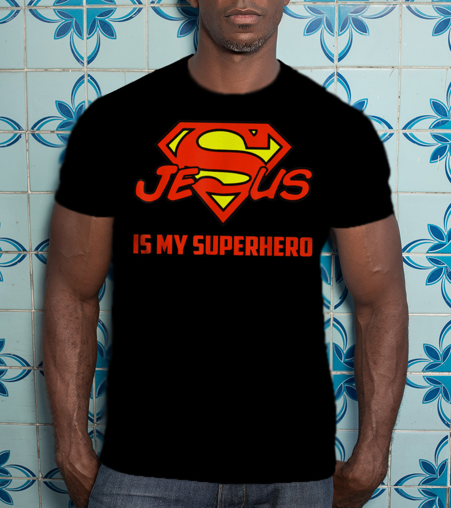 Jesus Is My Superhero Superman Logo Style Christian T-Shirt