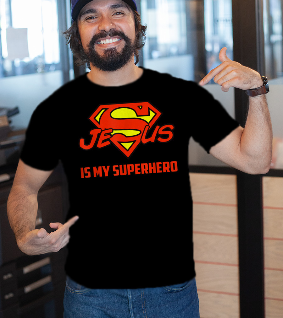 Jesus Is My Superhero Superman Logo Style Christian T-Shirt