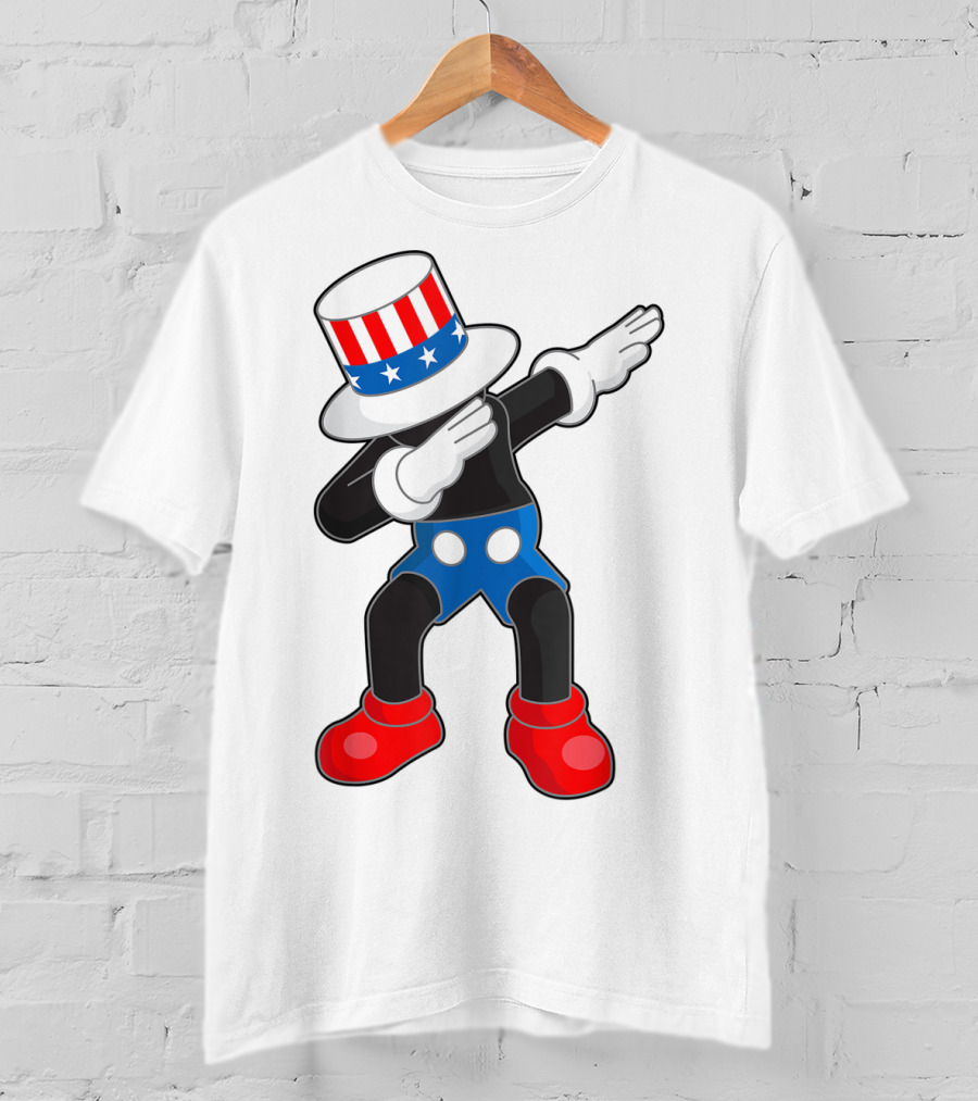 Kaws Mick Mouse Dab Dance Uncle Sam Hat T-Shirt