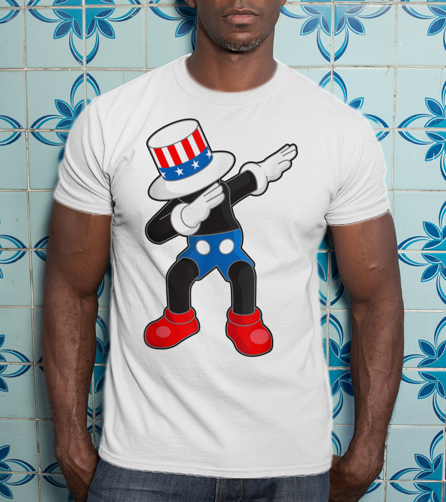 Kaws Mick Mouse Dab Dance Uncle Sam Hat T-Shirt
