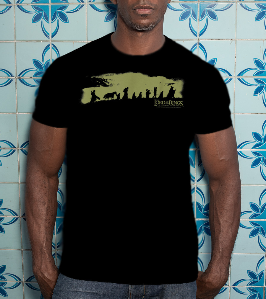 Lord Of The Rings The Fellowship Silhouette On Mountain Path T-Shirt
