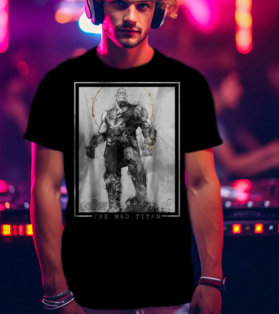 Marvel Avengers Infinity War Thanos The Mad Titan Sketch T-Shirt