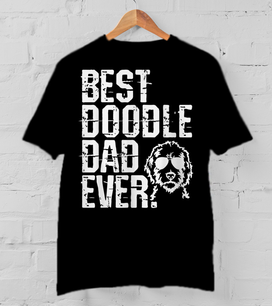 Mens Best Doodle Dad Ever With Golden Doodle Do Wearing Sunglasses T-Shirt