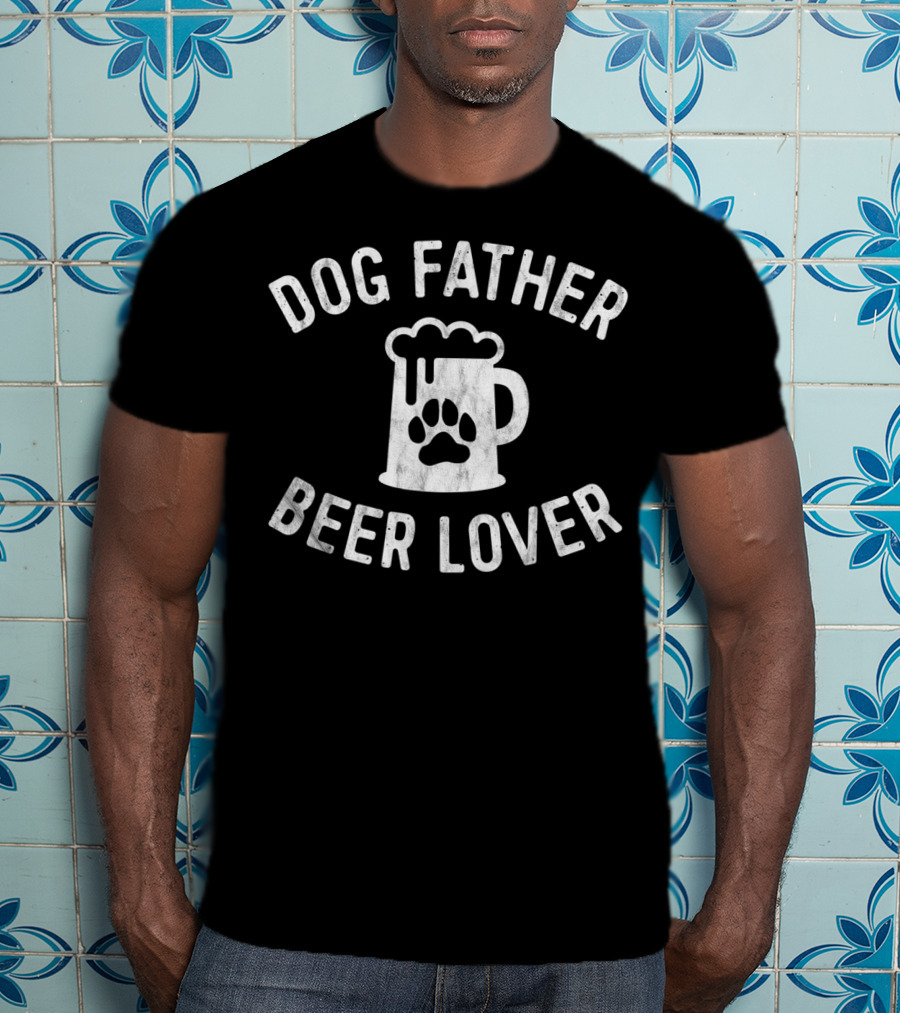 Dog Father Beer Lover Best Dog Dad Paw Print Beer Mug T-Shirt