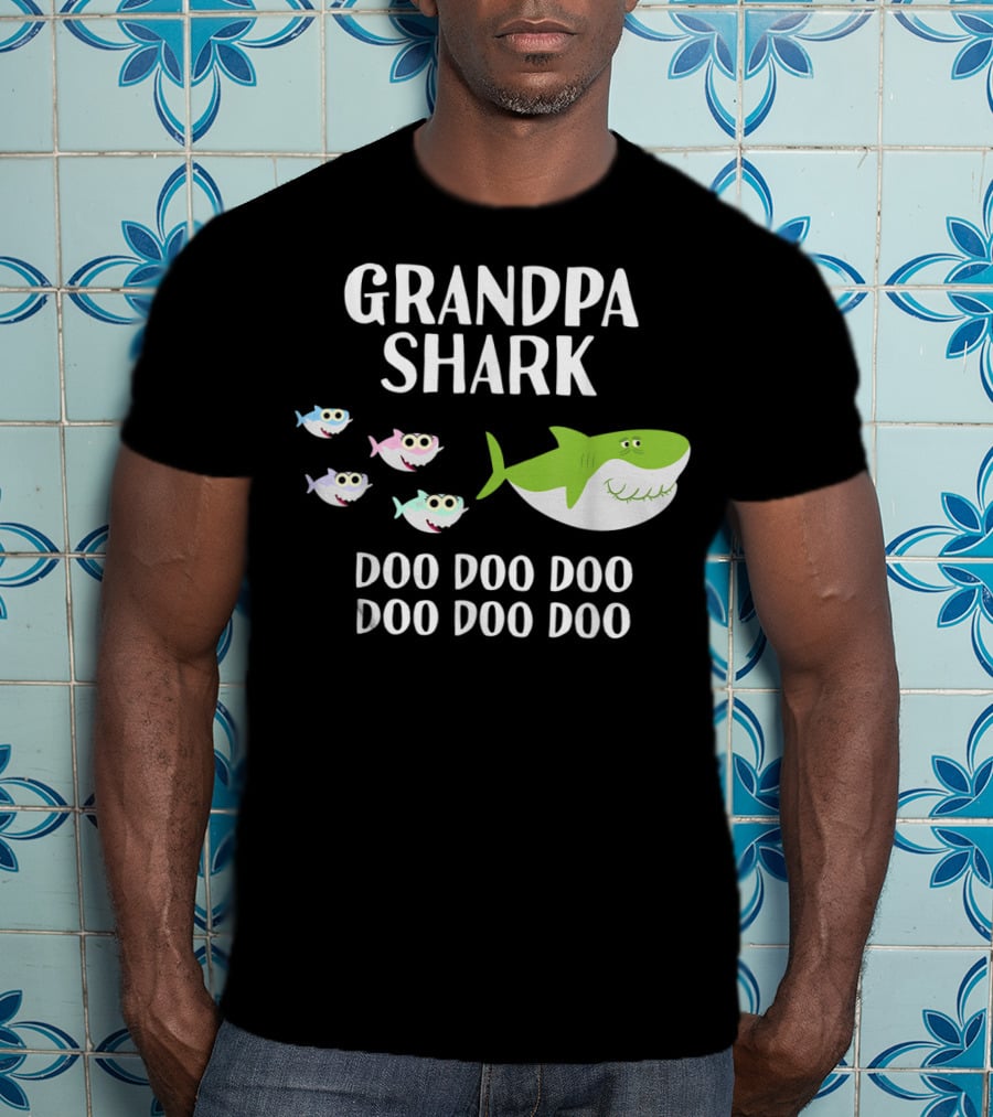 Grandpa Shark Doo Doo Doo Doo With Baby Sharks T-Shirt