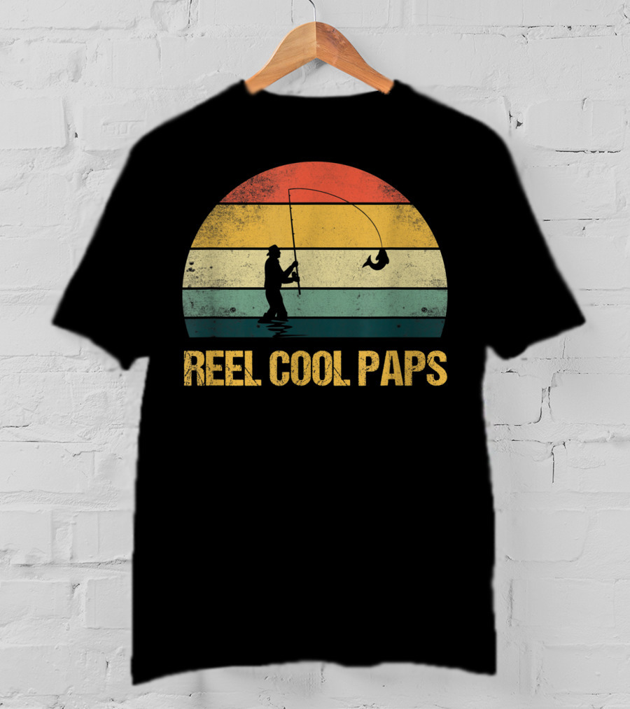 Reel Cool Paps Funny Fishing Retro Father's Day T-Shirt