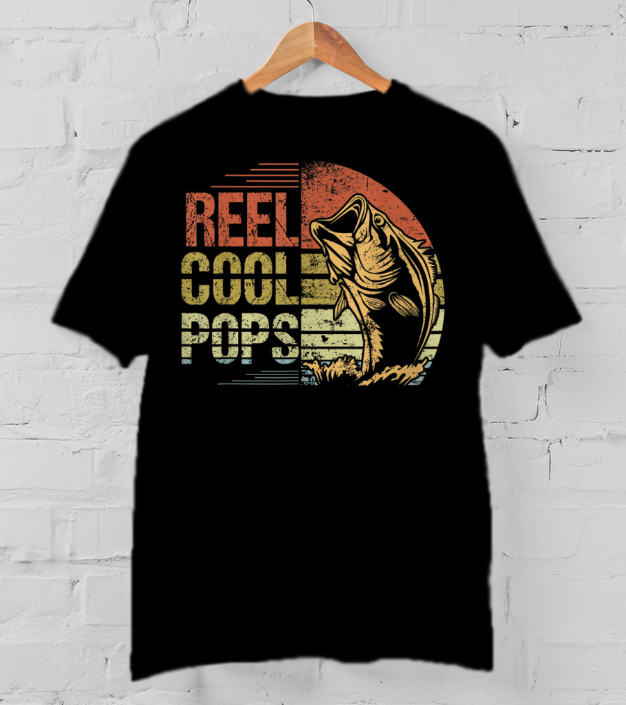 Reel Cool Pops Fishing Sunset With Jumping Fish T-Shirt