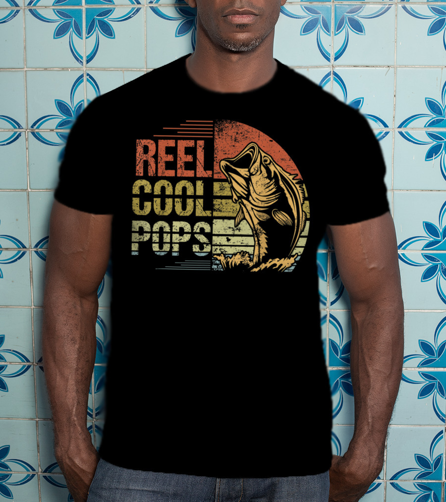Reel Cool Pops Fishing Sunset With Jumping Fish T-Shirt