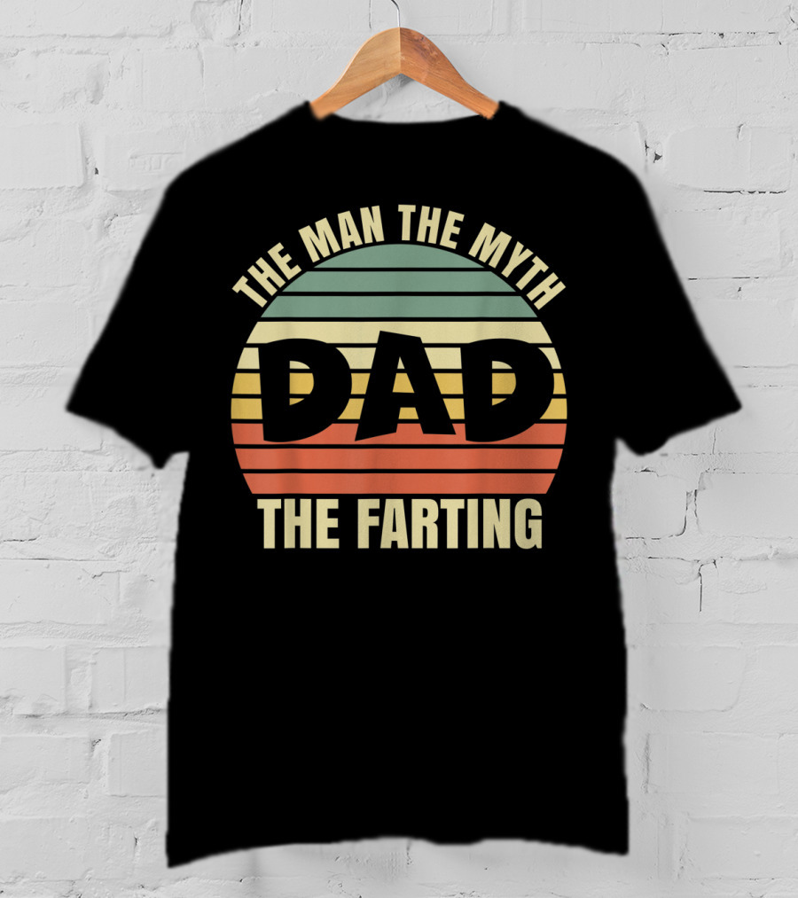 Mens Vintage Dad The Man The Myth The Farting Retro Stripes T-Shirt