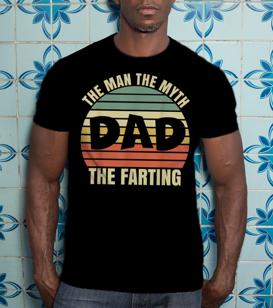 Mens Vintage Dad The Man The Myth The Farting Retro Stripes T-Shirt