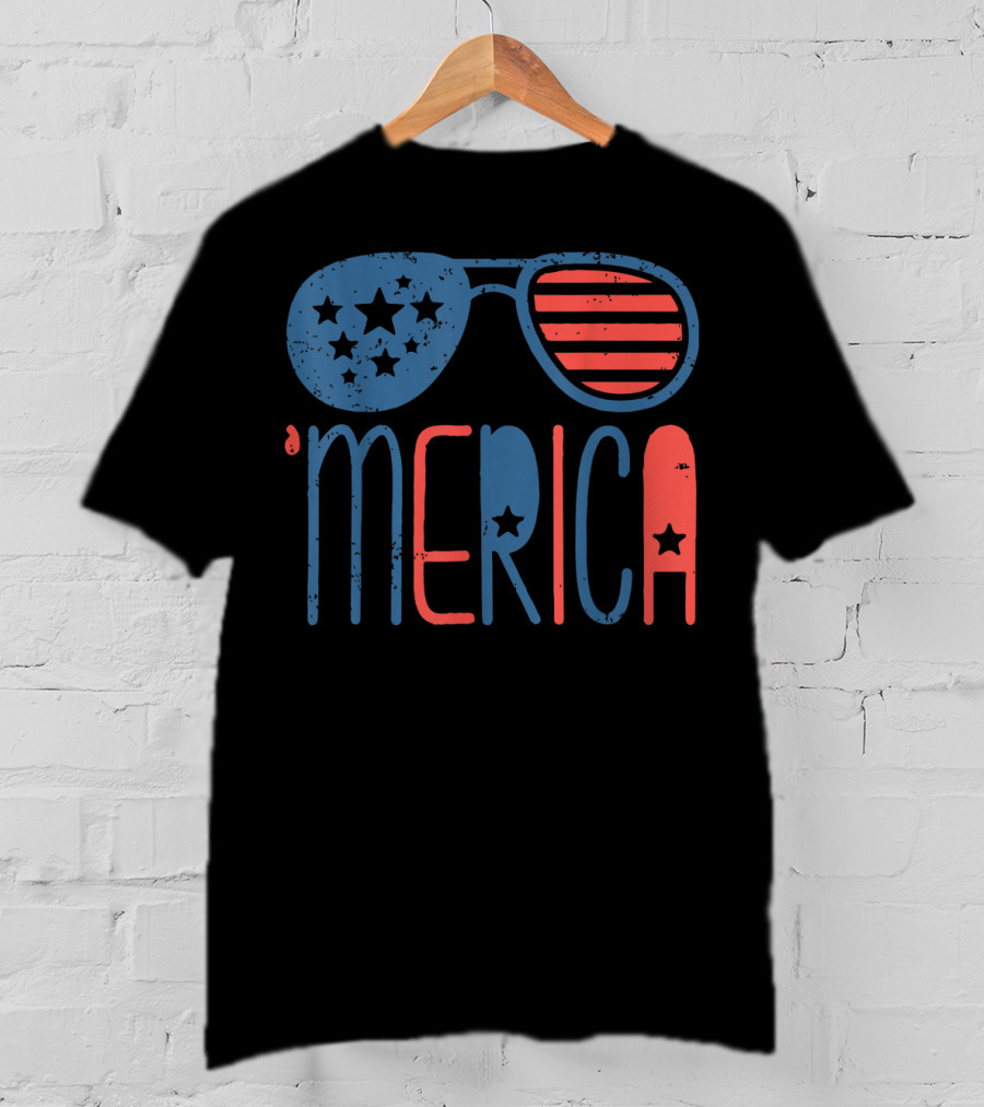 'Merica Patriotic Flag Stars And Stripes Aviators T-Shirt