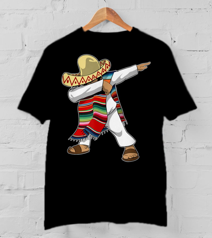 Mexican Poncho Dabbing Sombrero Cinco De Mayo T-Shirt