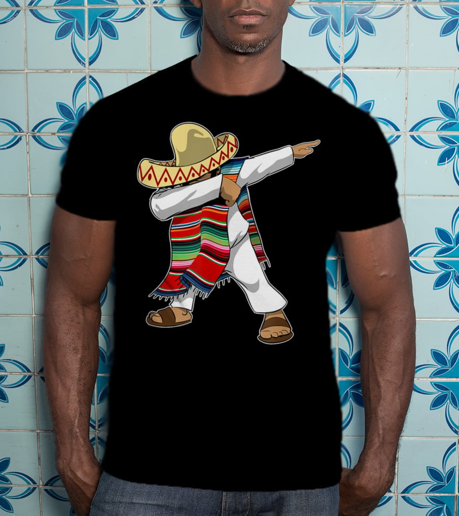 Mexican Poncho Dabbing Sombrero Cinco De Mayo T-Shirt