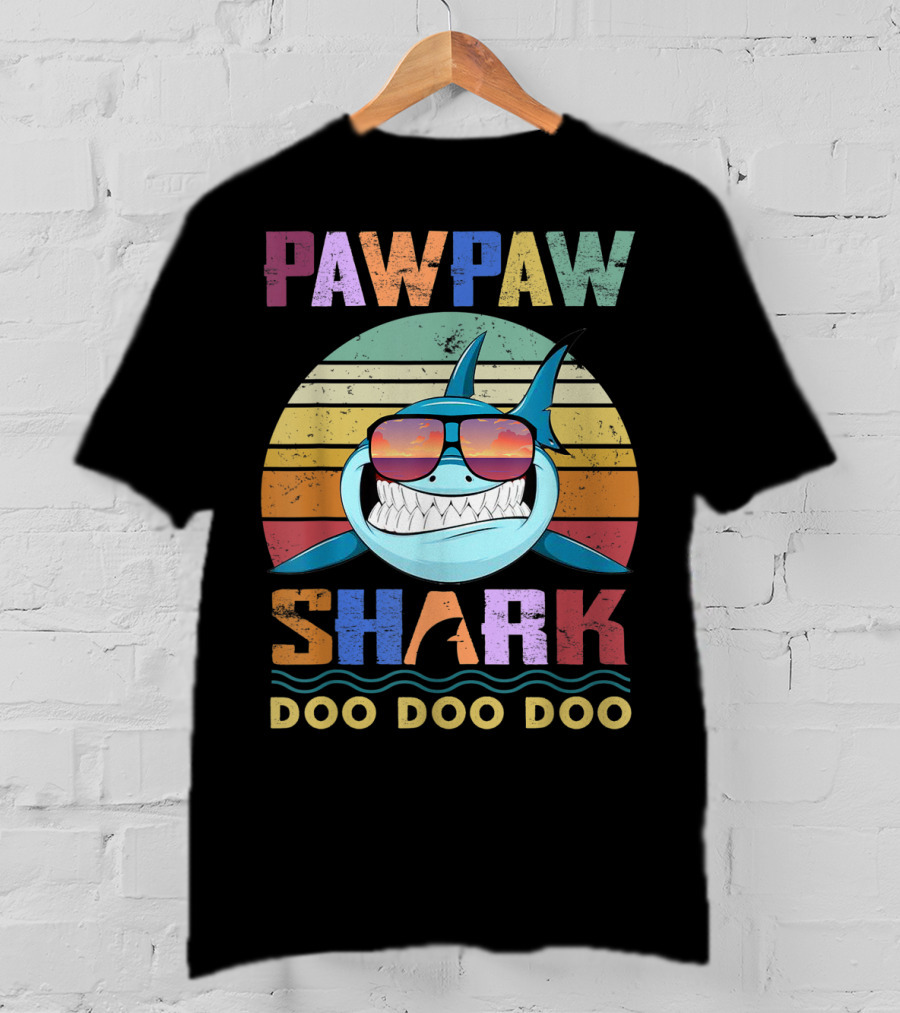 PAWPAW SHARK DOO DOO DOO Retro Sunglasses Sunset T-Shirt