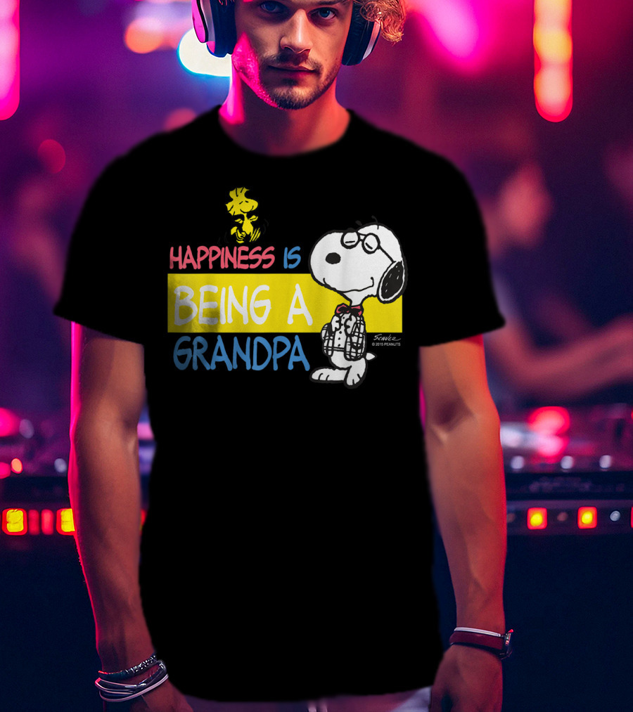 Peanuts Snoopy Happiness Is Being A Grandpa Woodstock T-Shirt