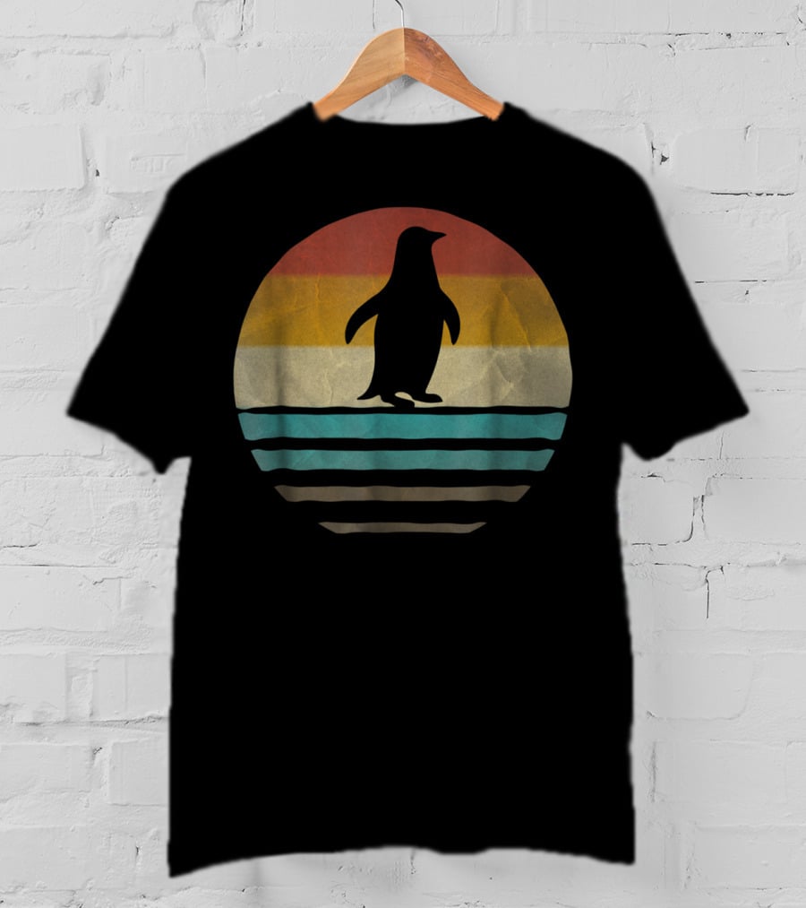Penguins Vintage 70s Sunset Stripes T-Shirt