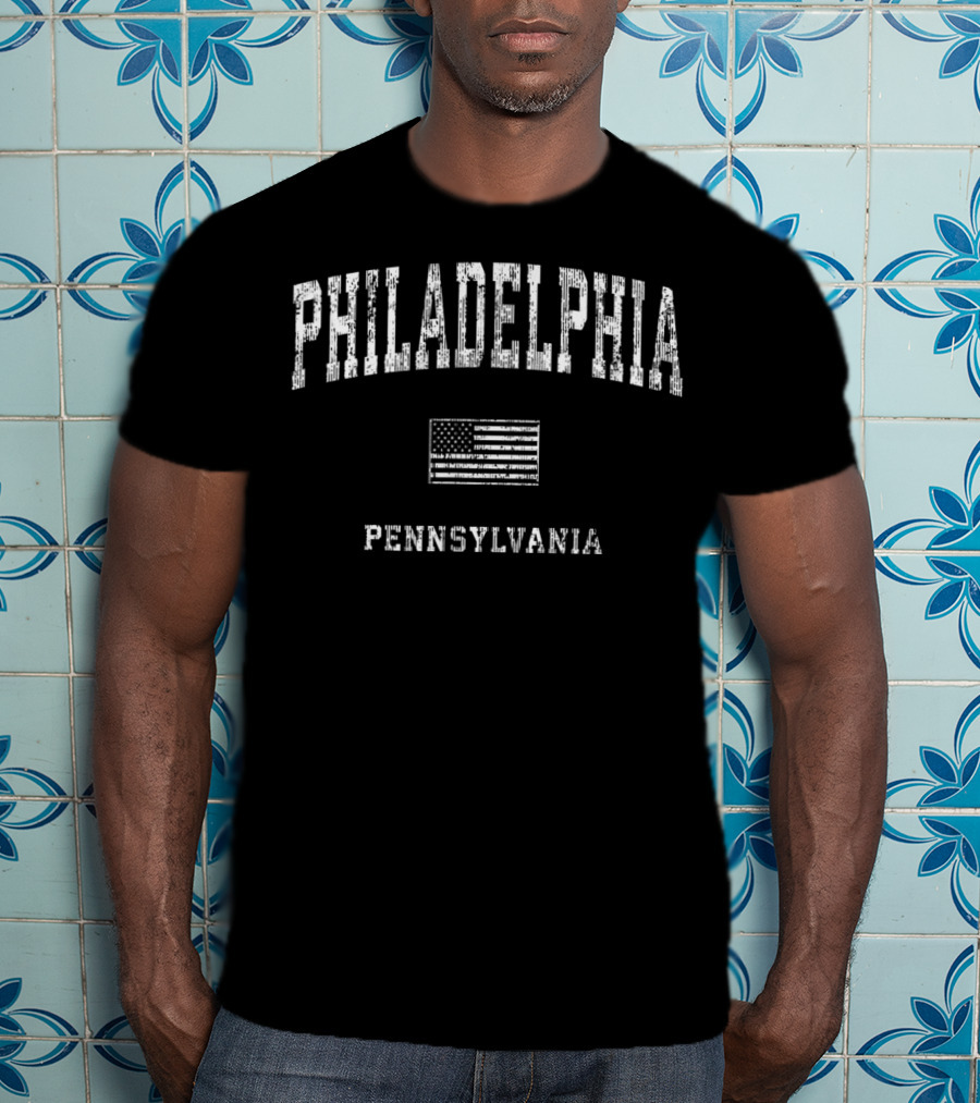 Philadelphia Pennsylvania PA Vintage American Flag T-Shirt