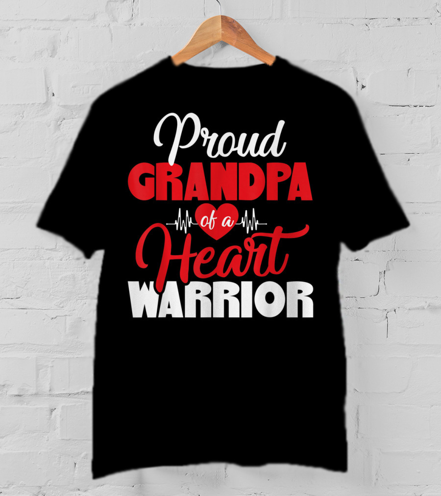 Proud Grandpa Of A Heart Warrior CHD Awareness T-Shirt