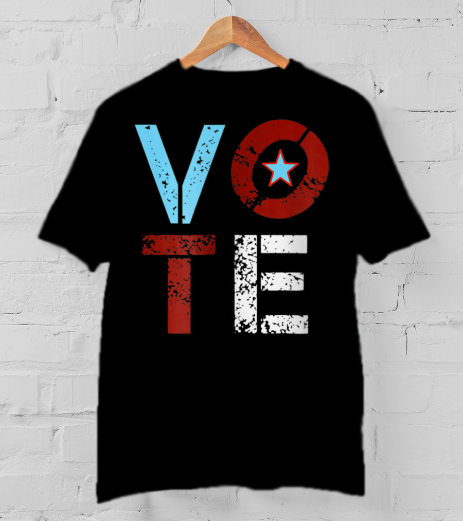 Vote With Retro Star In Circle T-Shirt