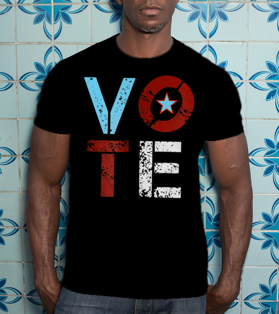 Vote With Retro Star In Circle T-Shirt