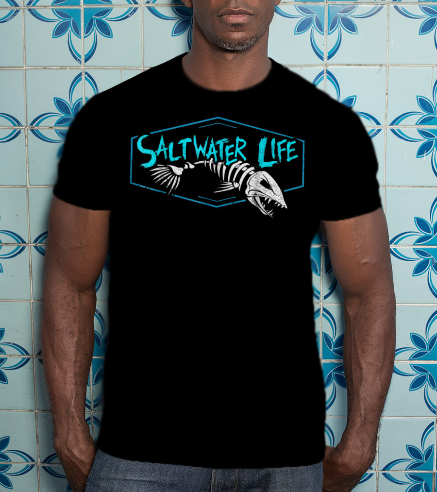 Saltwater Life Fish Skeleton T-Shirt