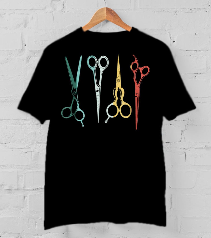 Scissors Hair Stylist Colorful Vintage Tools T-Shirt