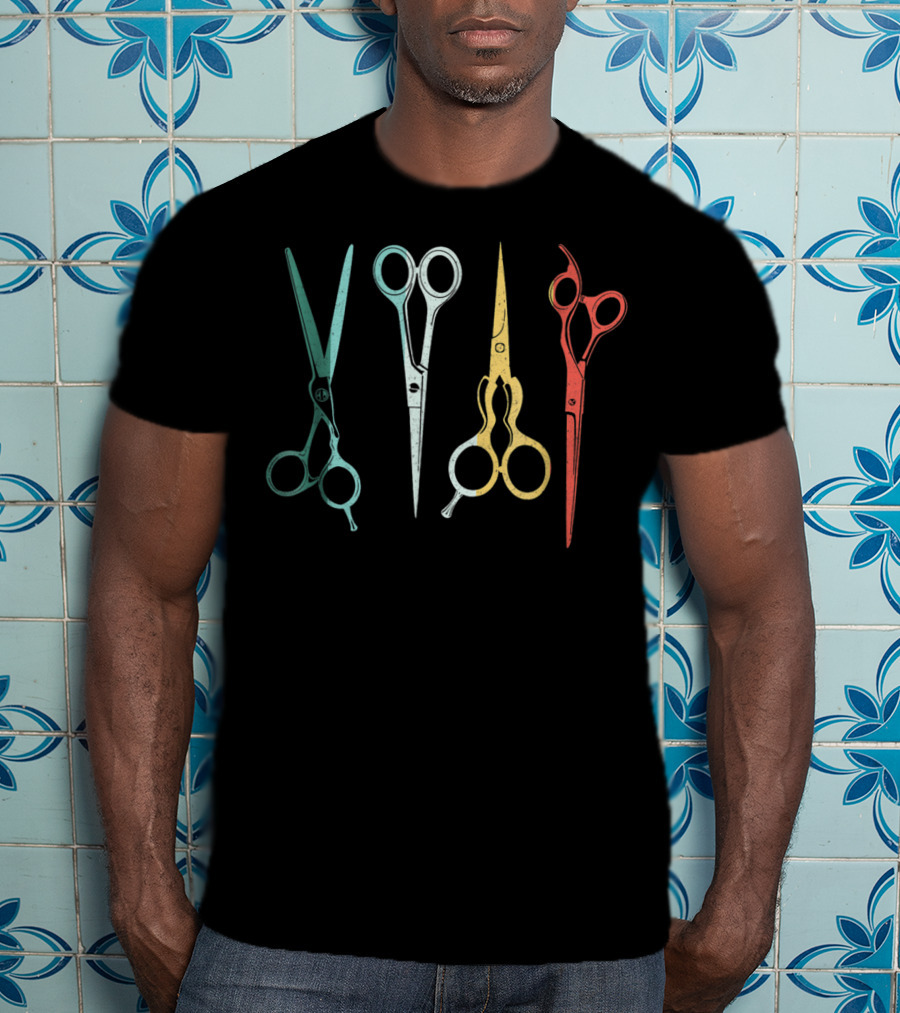 Scissors Hair Stylist Colorful Vintage Tools T-Shirt