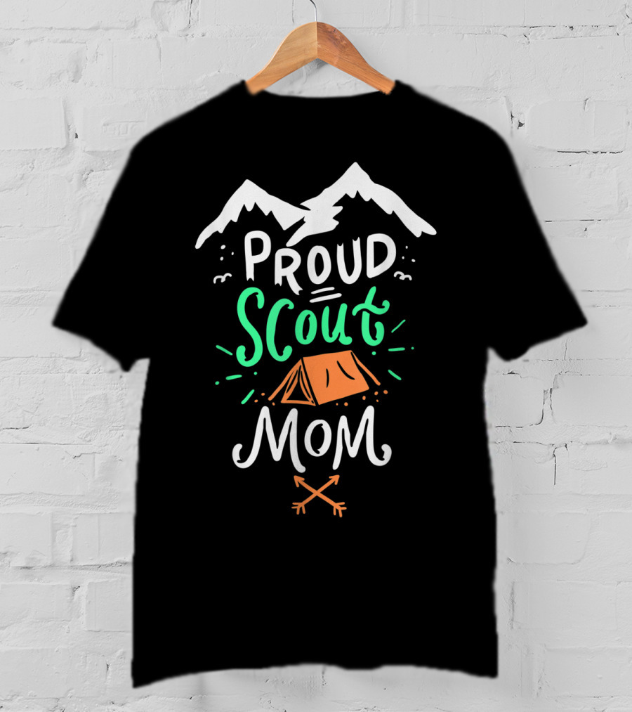 Proud Scout Mom Camping Leader Mountain Adventure T-Shirt