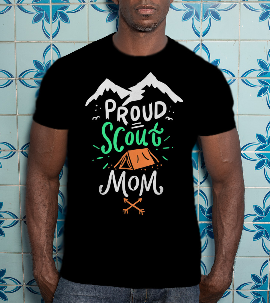 Proud Scout Mom Camping Leader Mountain Adventure T-Shirt