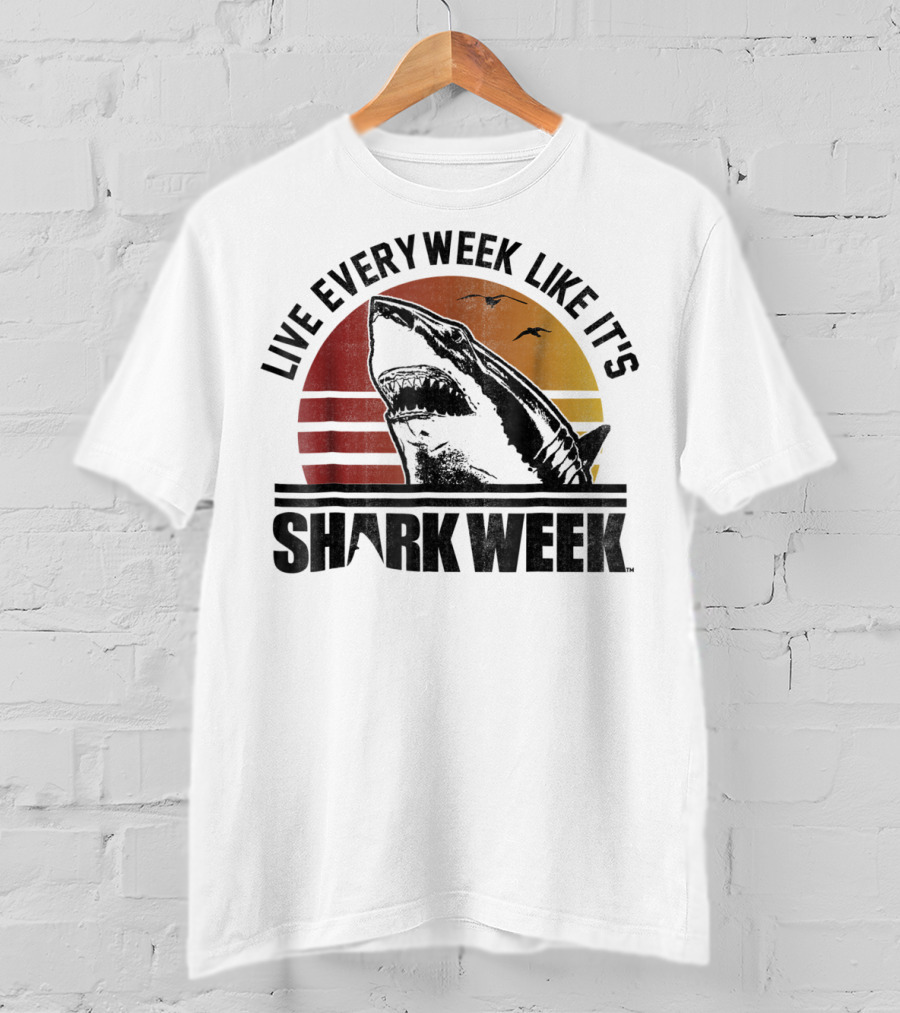 Live Every Week Like It's Shark Week Vintage Sunset T-Shirt