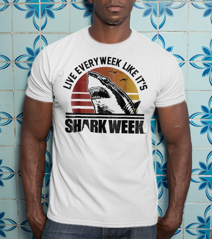 Live Every Week Like It's Shark Week Vintage Sunset T-Shirt