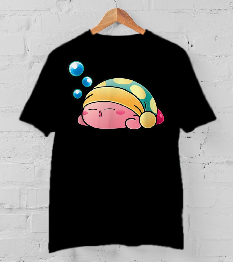 Sleeping Kirby Nightcap Bubbles T-Shirt