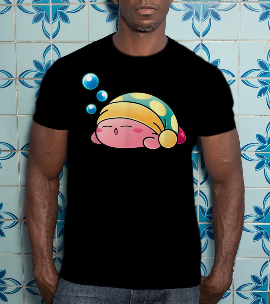 Sleeping Kirby Nightcap Bubbles T-Shirt