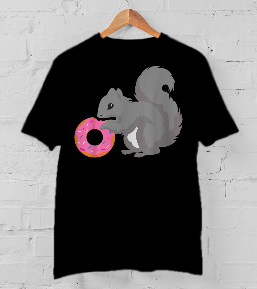 Squirrel Holding Pink Sprinkled Doughnut T-Shirt