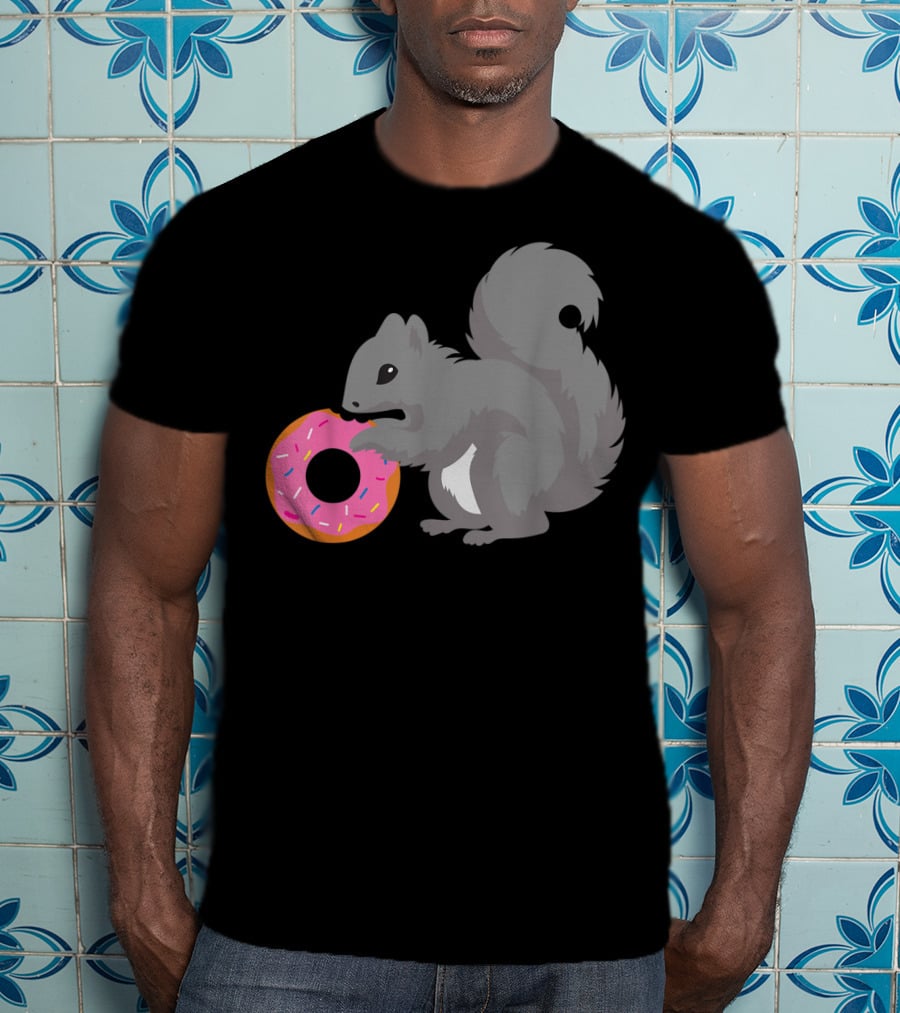 Squirrel Holding Pink Sprinkled Doughnut T-Shirt