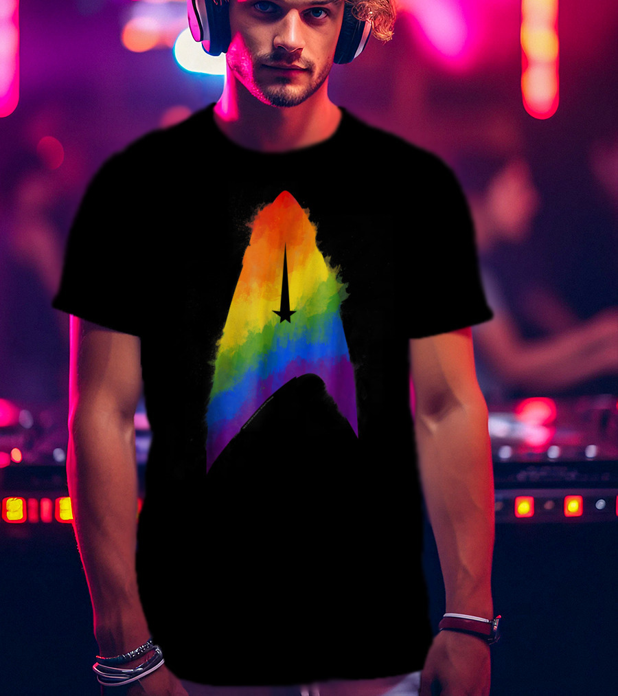 Star Trek Discovery Insignia Rainbow Paint Splash T-Shirt