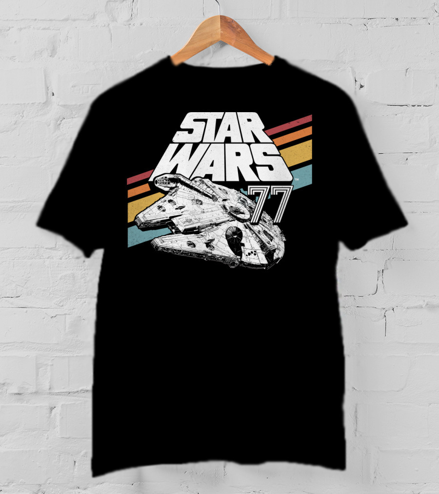 Star Wars 77 Millennium Falcon Rainbow Stripes T-Shirt