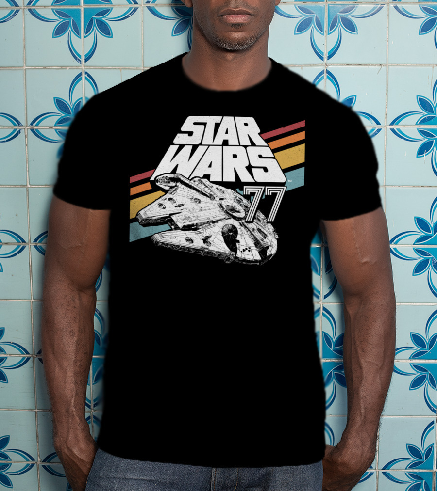 Star Wars 77 Millennium Falcon Rainbow Stripes T-Shirt