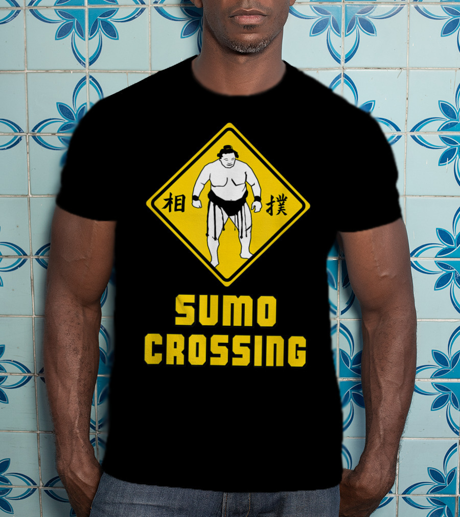Sumo Crossing Sign Sumo Wrestling Iconic Warning Japan T-Shirt