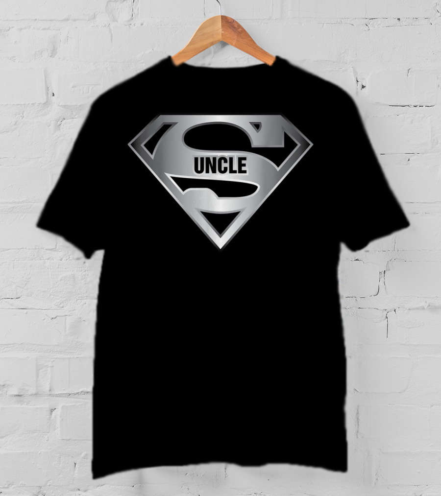 Uncle SuperHero Shield Emblem Silver S T-Shirt