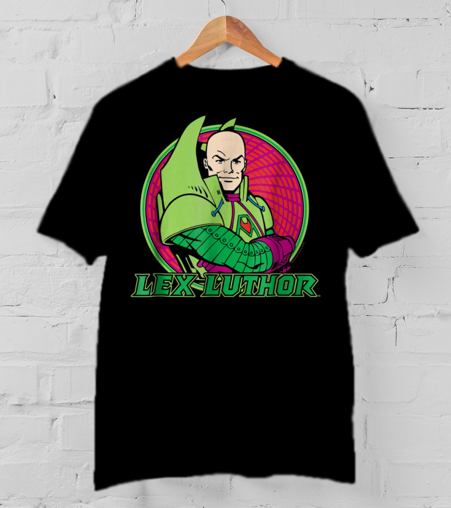 Lex Luthor Iconic Supervillain Style In Bold Green And Pink Armored Suit T-Shirt