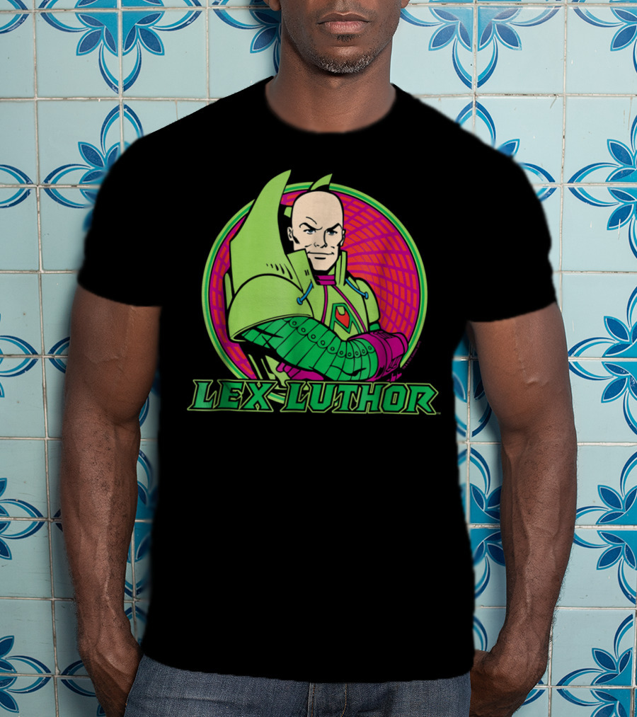 Lex Luthor Iconic Supervillain Style In Bold Green And Pink Armored Suit T-Shirt
