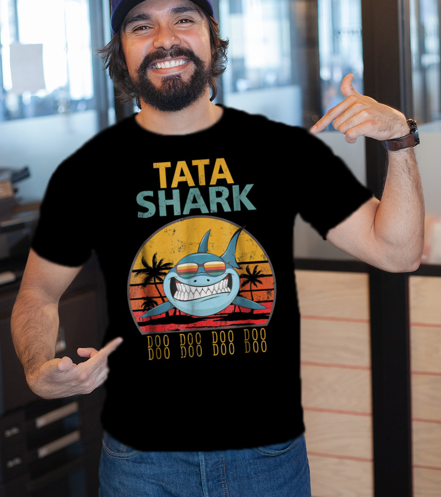 TATA Shark Doo Doo Doo Retro Sunset Palms T-Shirt