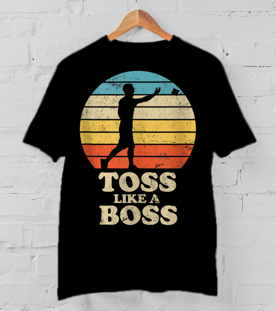 Toss Like A Boss Vintage Sunset Cornhole T-Shirt