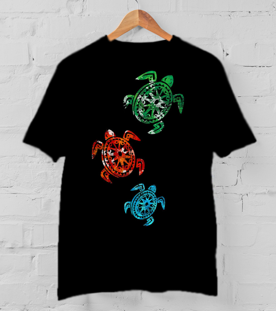 Turtles Save The Turtles Climate Change Green Red Blue T-Shirt